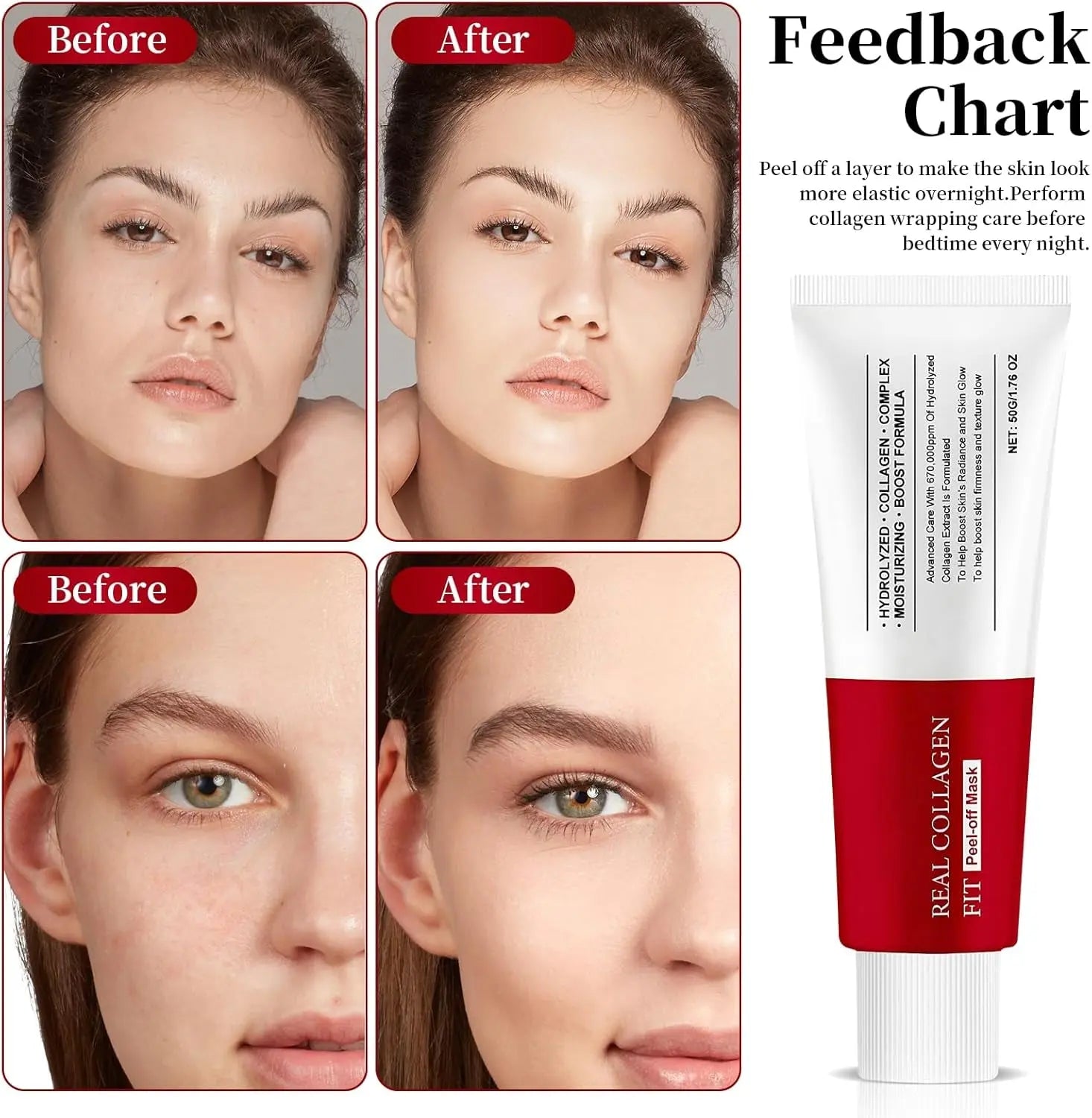 Masque Collagene Visage, Masque Coréen Bio Collagene, Masque Bio Collagene Visage Coréen, Real Collagen Fit, Collagen Wrapping Mask, Peel off Facial Mask for Elasticity