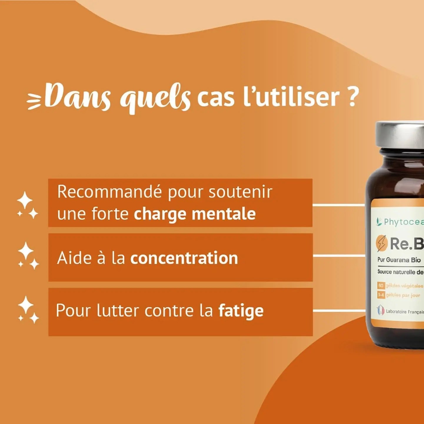 - Complément Alimentaire Guarana Bio Booster D'Energie Naturelle | Caféine, Vitamines Adultes A, E, B1| Pre Workout Puissant | Cure 60 Gélules Vegan | Complement Fabriqué En France