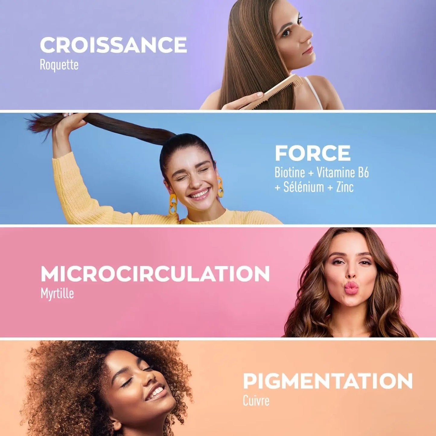 GUMMIES CHEVEUX 4-EN-1| PRO KERACYS  | Vitamines Pour Cheveux | Croissance + Force + Microcirculation + Pigmentation | Pousse Rapide Avec Biotine, Zinc, Vitamine B8 Et Kératine. Format 1 Mois