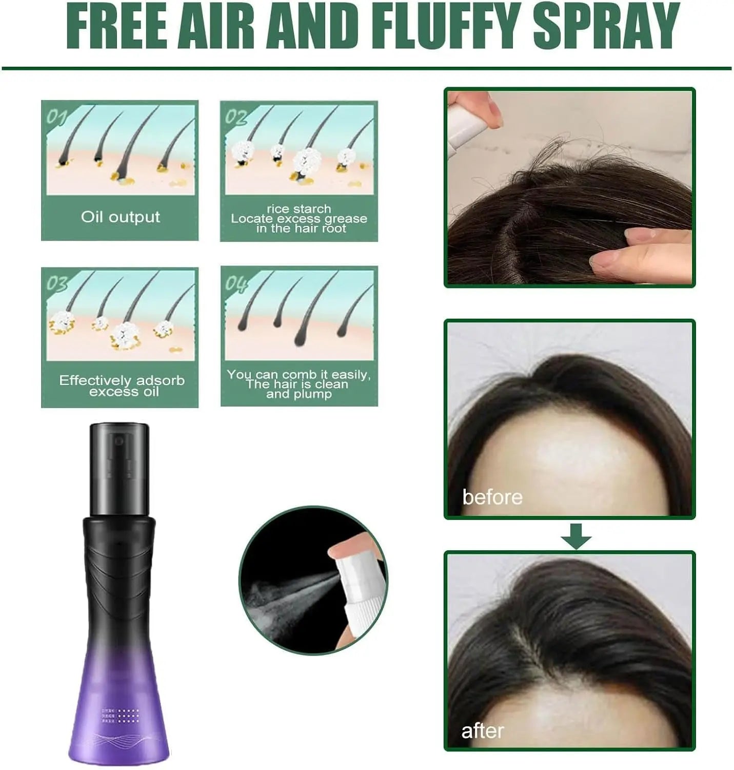 2 Pcs Leave-In Refreshing Voluminous Non-Sticky Spray for Hair Care, Non-Sticky Fluffy Spray for Hair Care, Leave in Conditioning Spray, No-Rinse Fluffy Spray