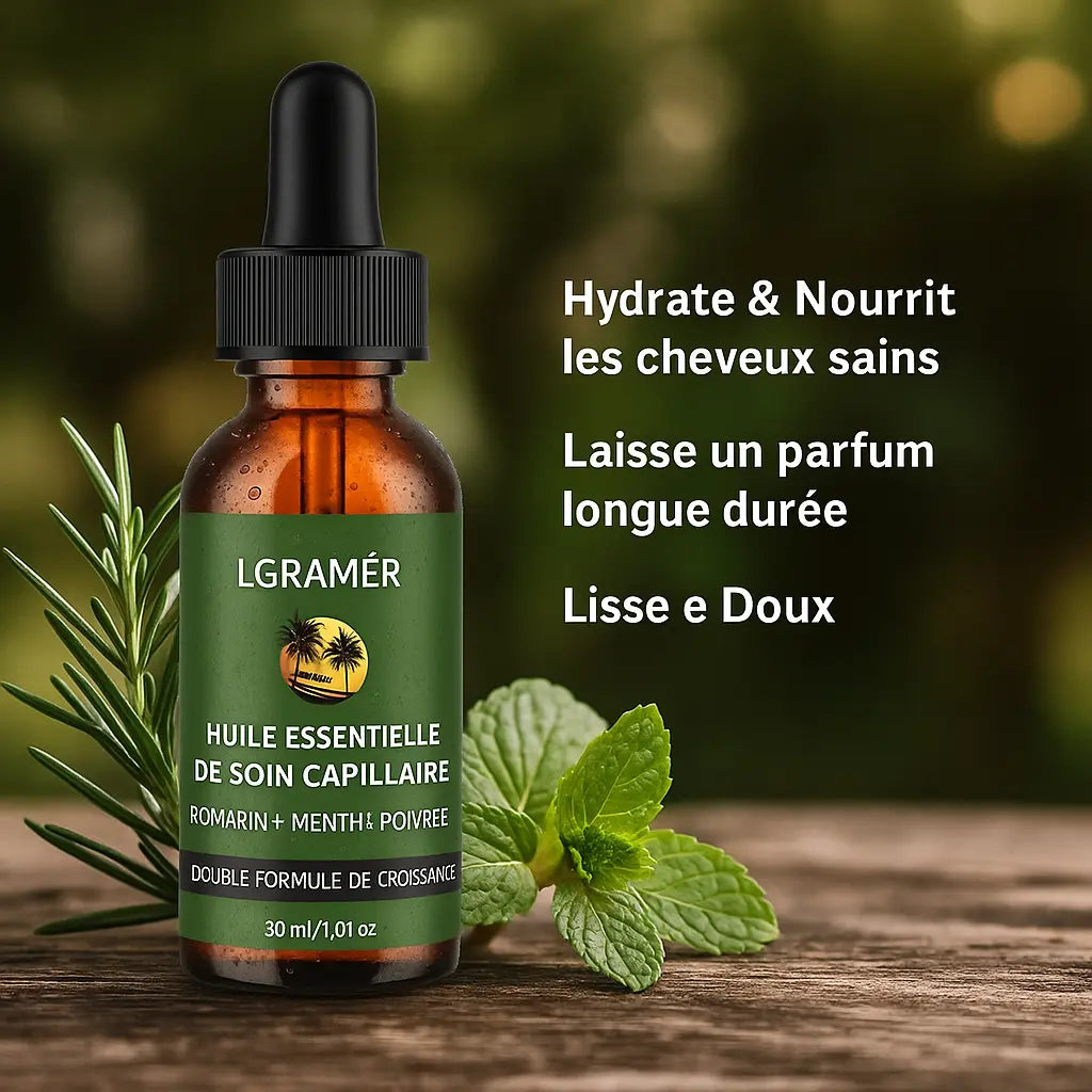 Huile essentielle de soin capillaire au romarin et à la menthe poivrée - SheHarmony