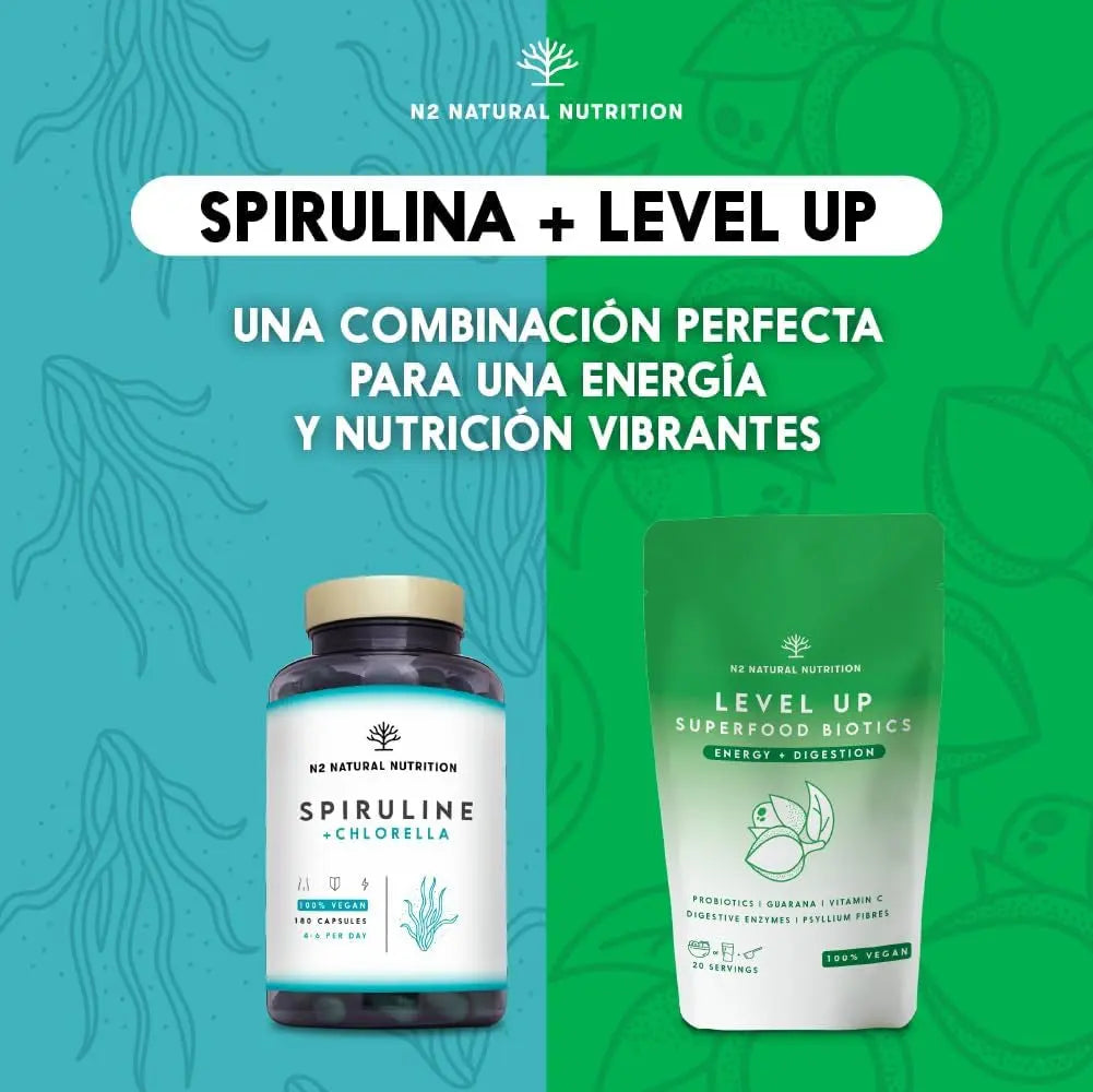 Spiruline Chlorella Gelules Teneur Élevée En Fer, Chlorophylle Et Proteine Vegan. Phycocyanine | anti Fatigue Vitamine | 2244 Mg Algues Sans Excipient 180 Capsules Vegan UE