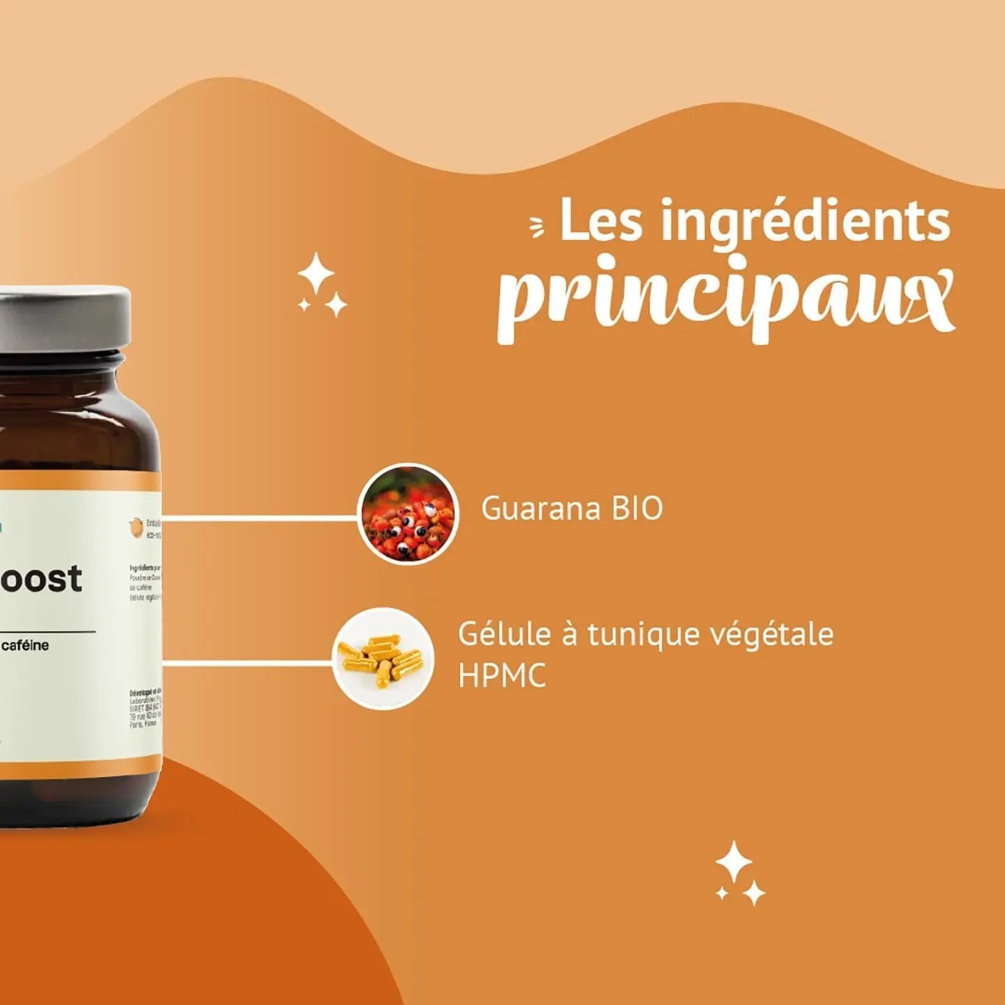 - Complément Alimentaire Guarana Bio Booster D'Energie Naturelle | Caféine, Vitamines Adultes A, E, B1| Pre Workout Puissant | Cure 60 Gélules Vegan | Complement Fabriqué En France