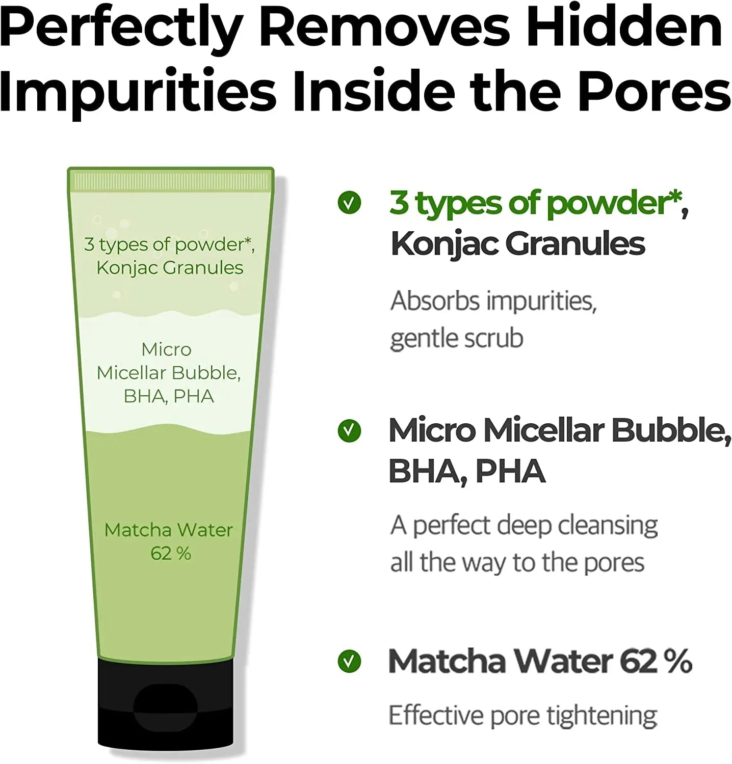 Gel Nettoyant Super Matcha Pore Clean - 3,38 Oz, 100 Ml - Fabriqué À Partir D'Extraits De Matcha Pour Peaux Sensibles - Nettoyant Quotidien Doux Pour Le Visage Pour Resserrer Les Pores