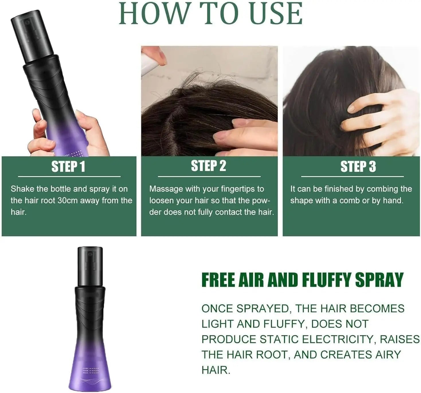 2 Pcs Leave-In Refreshing Voluminous Non-Sticky Spray for Hair Care, Non-Sticky Fluffy Spray for Hair Care, Leave in Conditioning Spray, No-Rinse Fluffy Spray