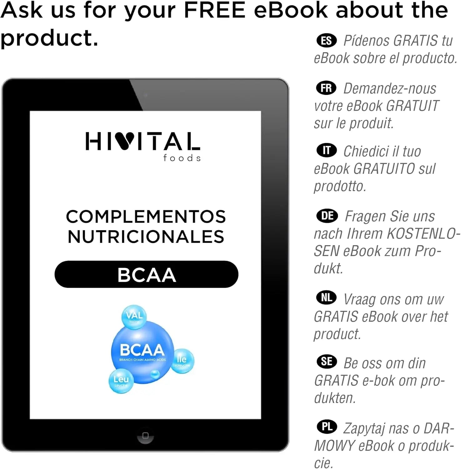 BCAA 2:1:1 6000 Mg Pour 4 Mois De Traitement. 720 Grammes D'Acides Aminés Essentiels Et De Vitamines B12 Et B6, 100% Végétalien, En Poudre Et Sans Saveur. Fabriqué En Europe Par HIVITAL