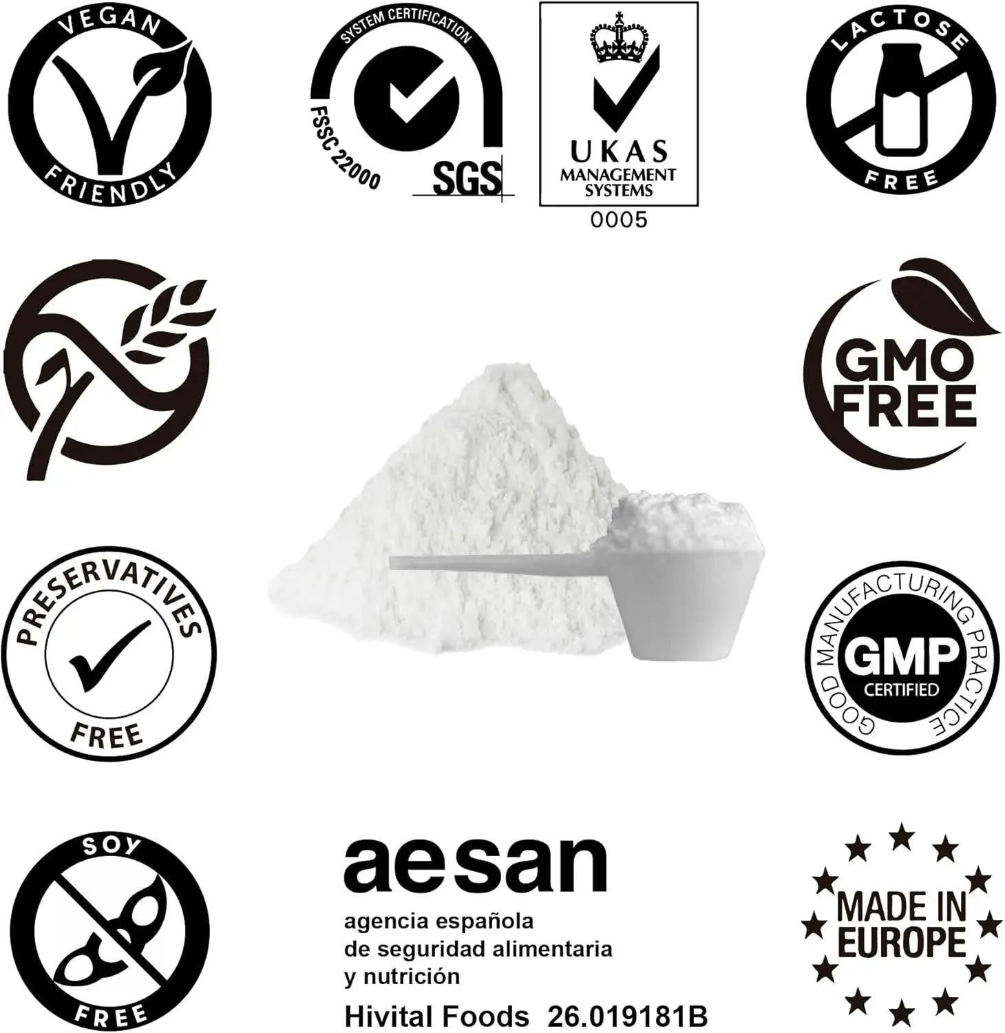 BCAA 2:1:1 6000 Mg Pour 4 Mois De Traitement. 720 Grammes D'Acides Aminés Essentiels Et De Vitamines B12 Et B6, 100% Végétalien, En Poudre Et Sans Saveur. Fabriqué En Europe Par HIVITAL