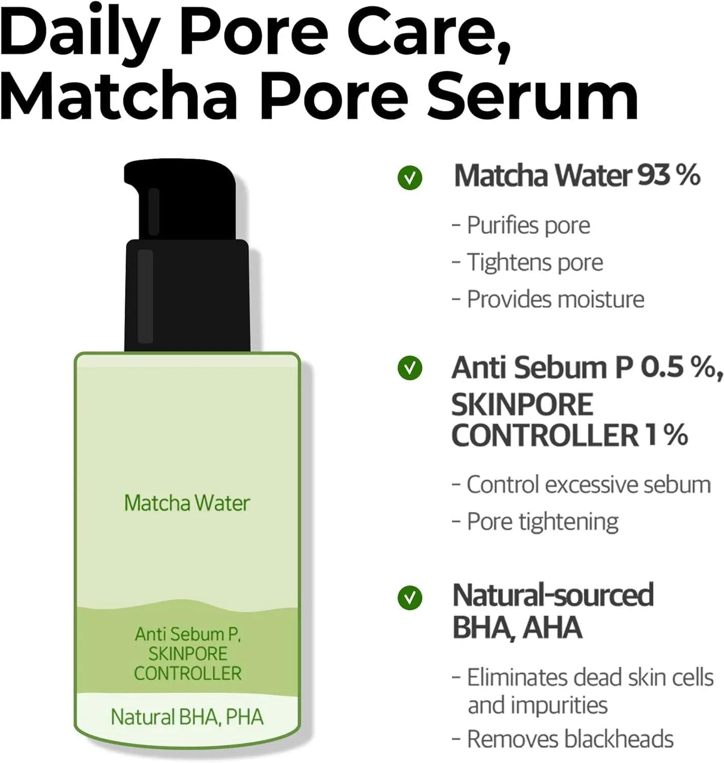 Sérum Raffermissant Les Pores Super Matcha - 1,69 Oz, 50 Ml - Fabriqué À Partir D'Eau De Match Pour Peaux Sensibles - Effet Hydratant Et Purifiant Pour La Peau